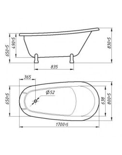 Ванна из искусственного камня Фэма Стиль Салерно-2 на опорах черных170x68 см